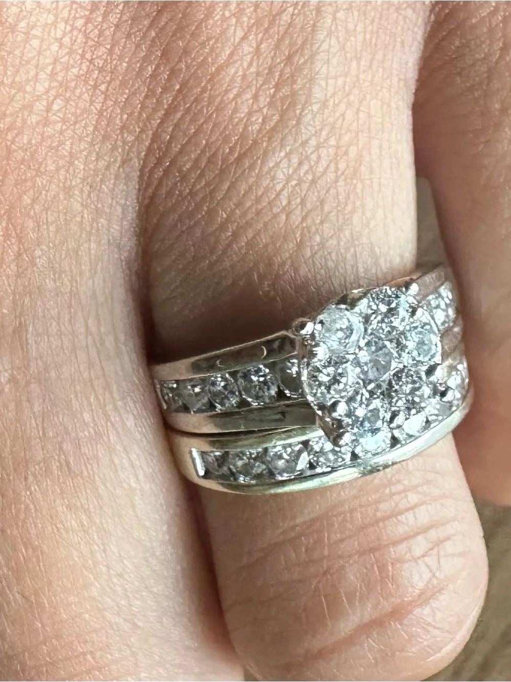 Classic White Gold Simulated Diamond Bridal Ring Set - White